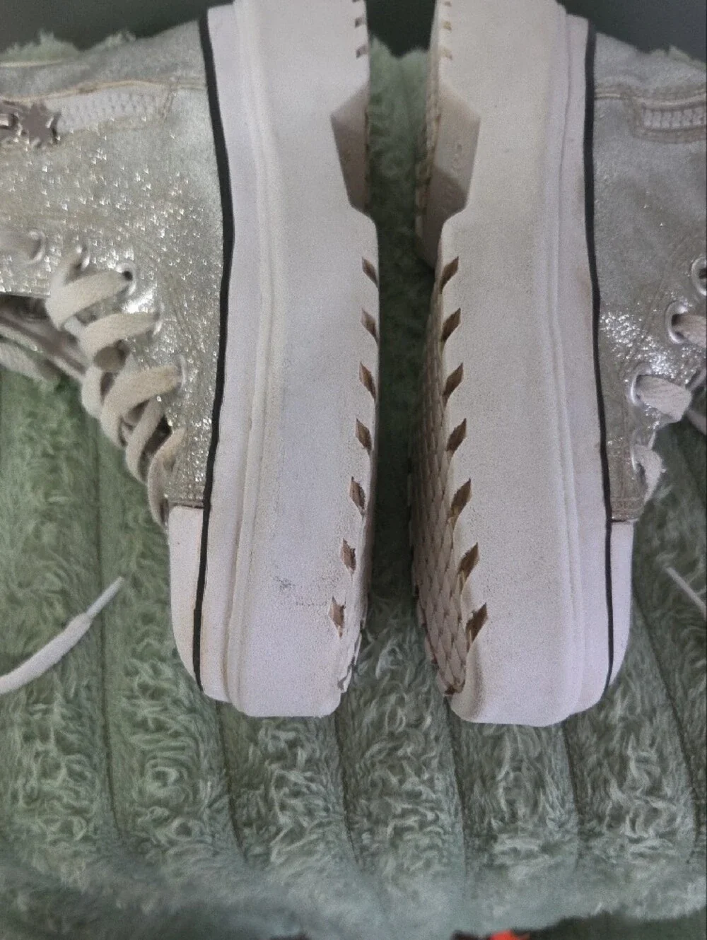 Converse Chuck Taylor All Star Lugged Lift Platform Glitter Canvas High Top Sz 3